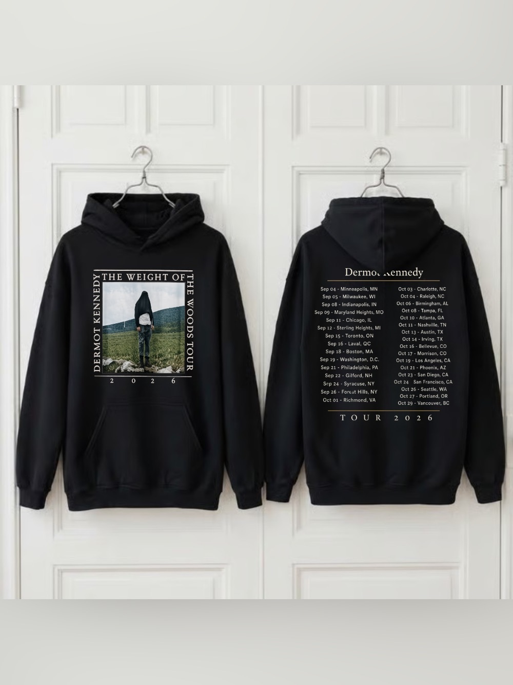 Dermot Kennedy The Weight of the Woods Tour 2026 Concert Tour Black Hoodie